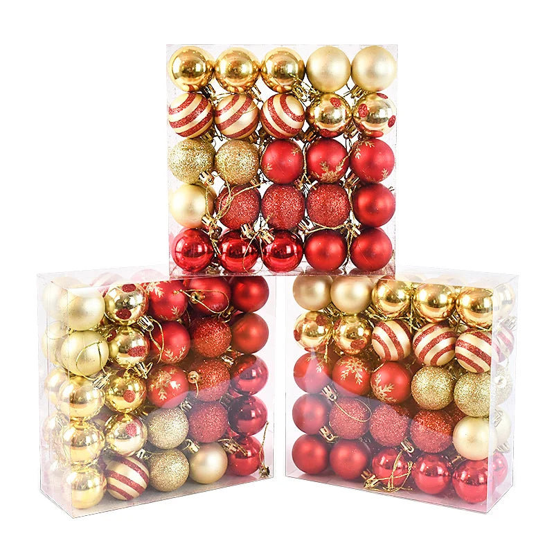 50pcs Christmas Baubles – 4cm Hanging Ornaments for Tree Décor & Holiday Gifts