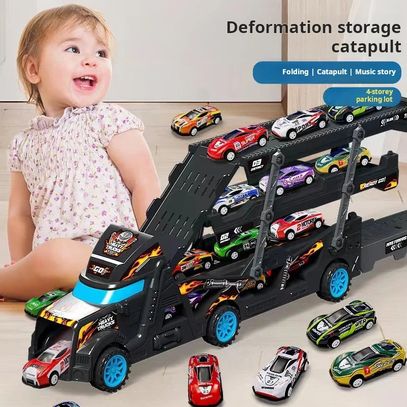 Large Deformation Transporter Truck with Folding Track – Educational Toy for Kids!