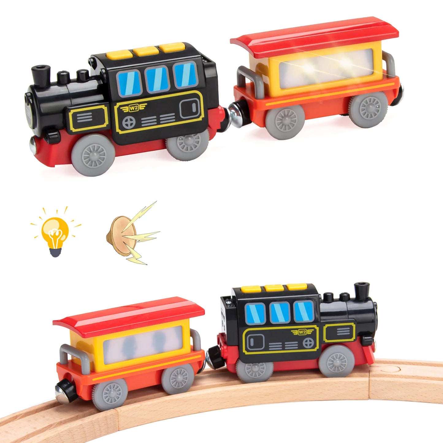 Electric Train Toy Set - Fits Standard Wooden Tracks & Railway Systems