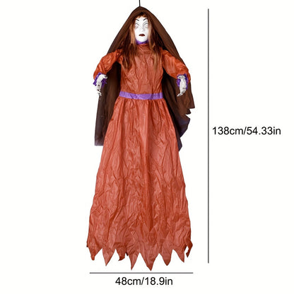Outdoor Halloween Decor – Scary Hanging Lady with Glowing Eyes