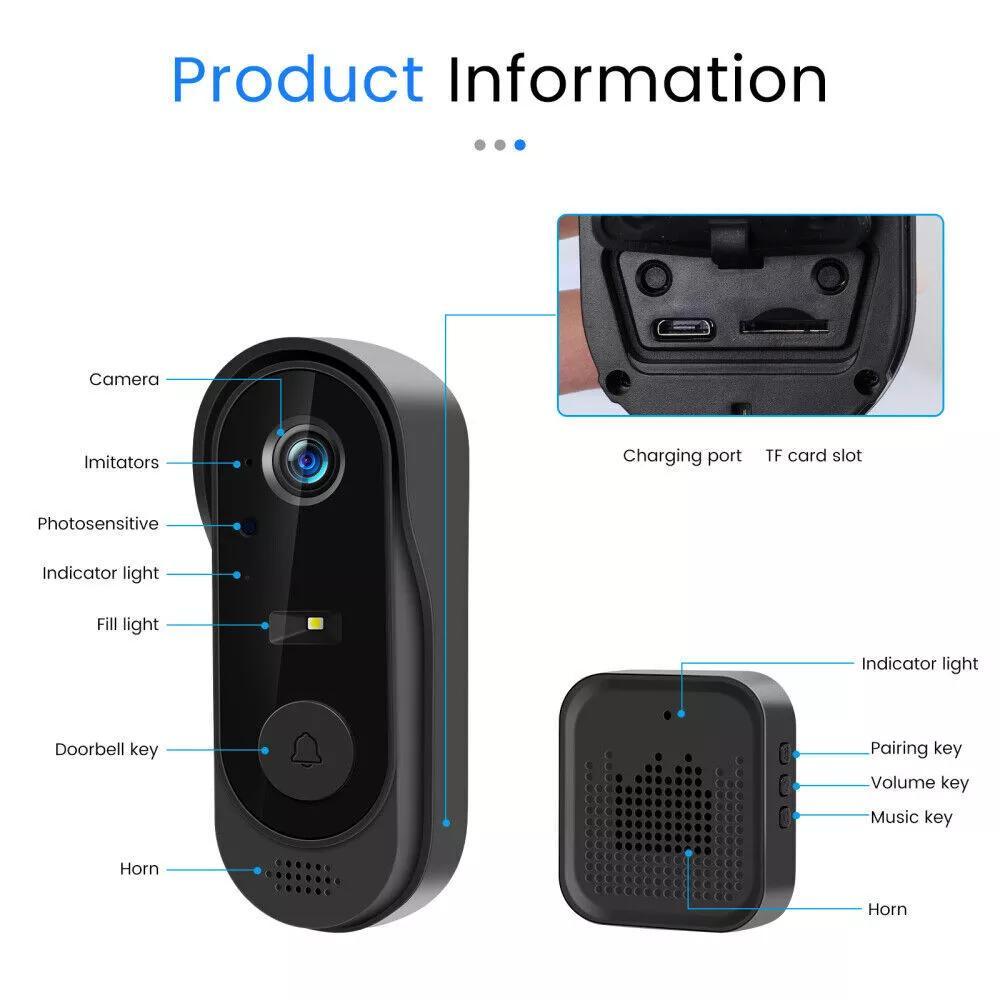 1080p Wireless Wi-Fi Video Doorbell Camera with Night Vision & Two-Way Audio - Ultra Shoppings