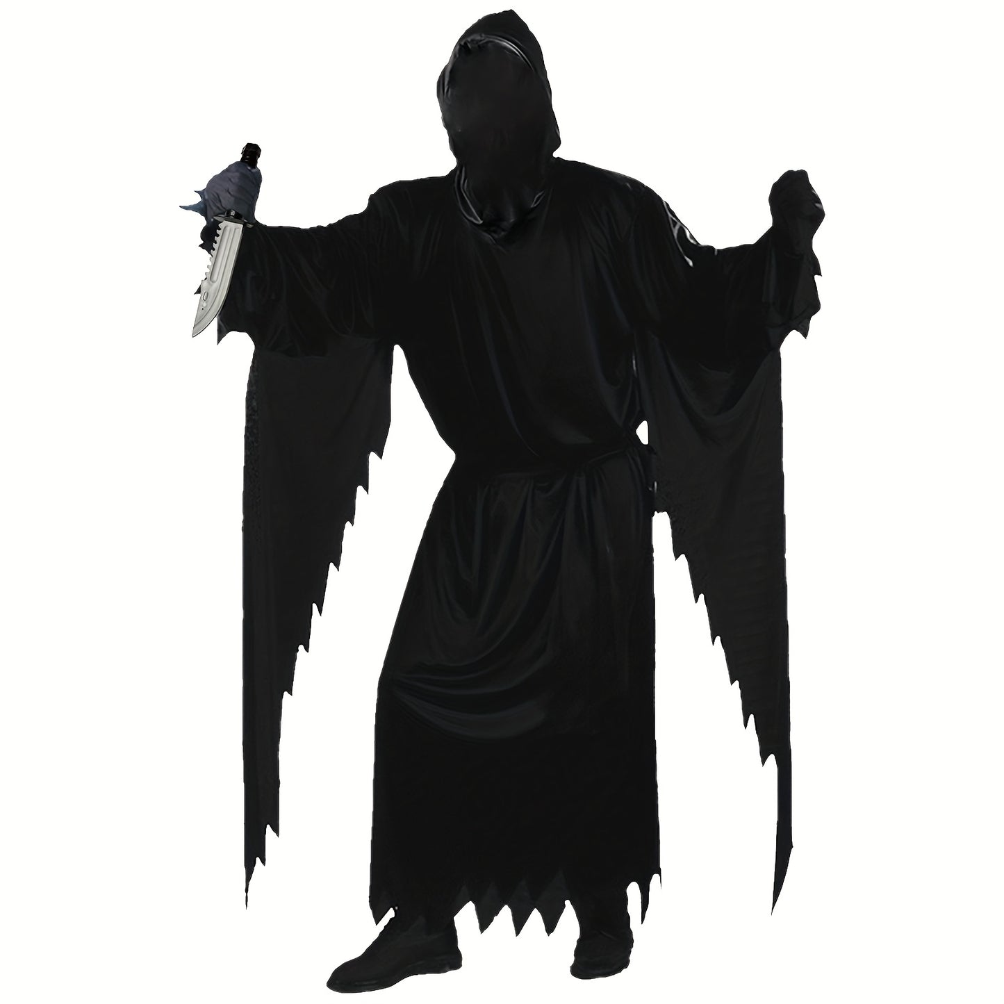 Men’s Scream Costume Set – 4pcs Grim Reaper Halloween Outfit with Mask
