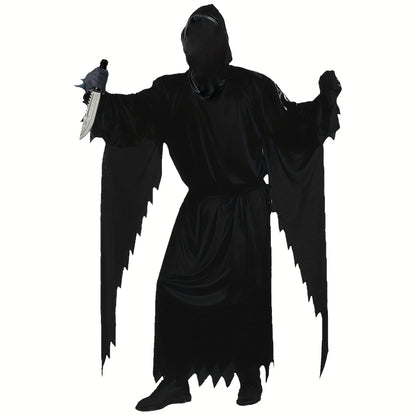 Men’s Scream Costume Set – 4pcs Grim Reaper Halloween Outfit with Mask