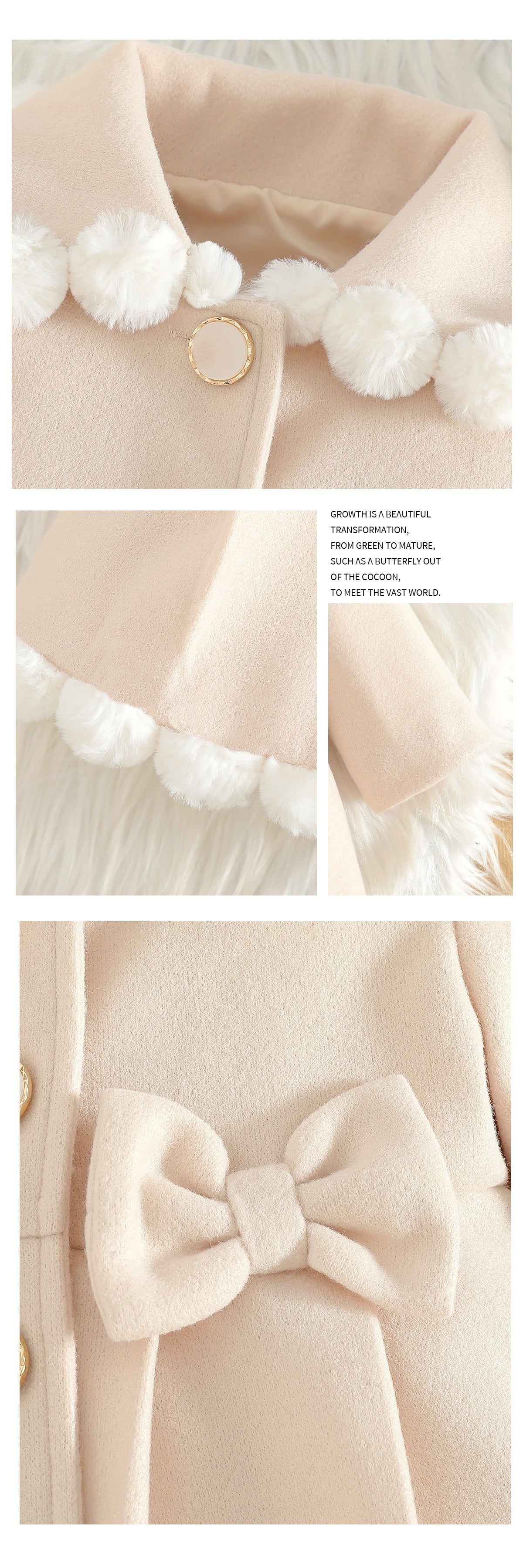 Girls’ Christmas Coat – Big Button, Z-Pleats 2025