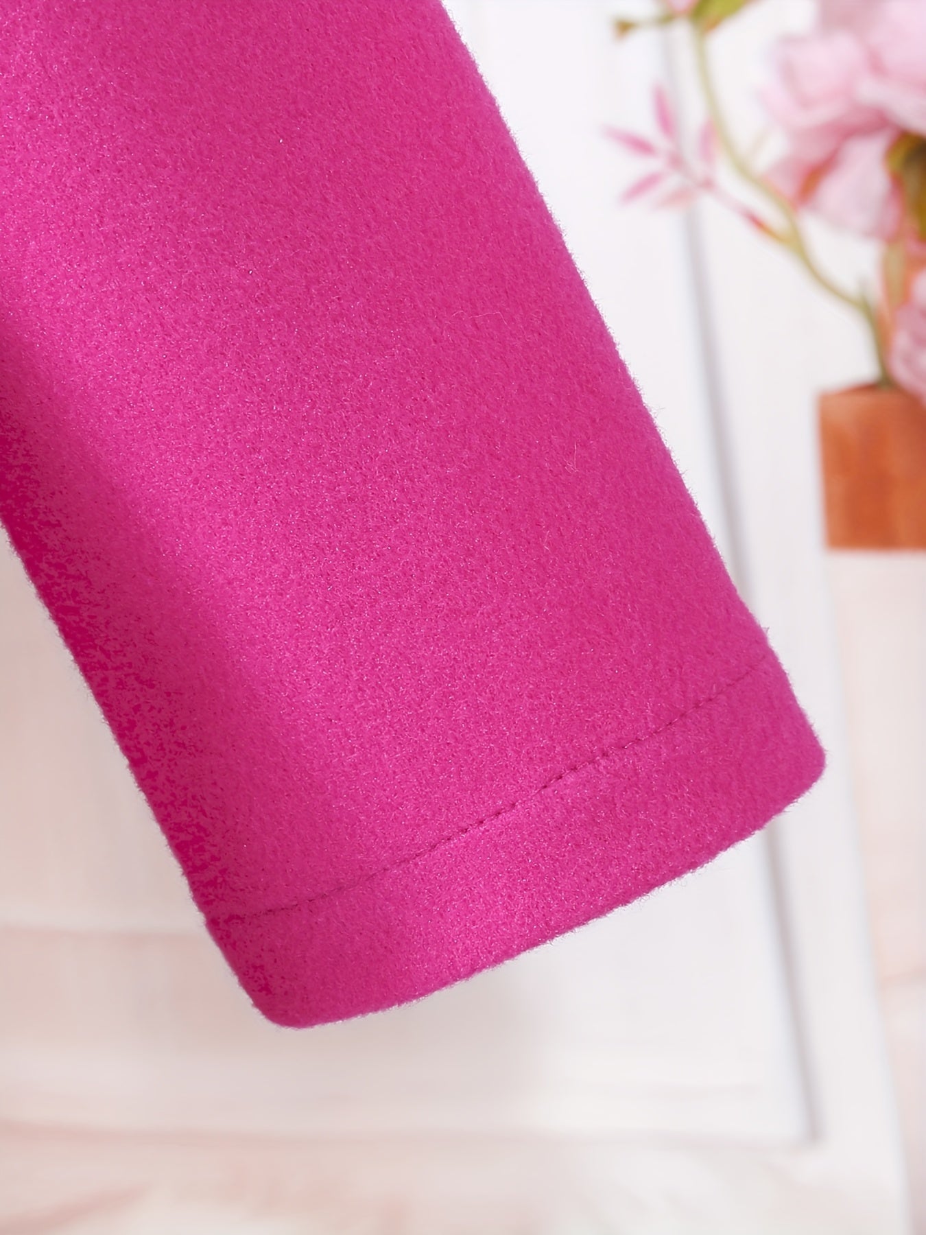 Girls' Autumn and Winter Warm Fashion Bow Double-Breasted Tweed Long Coat with Hat Accessory