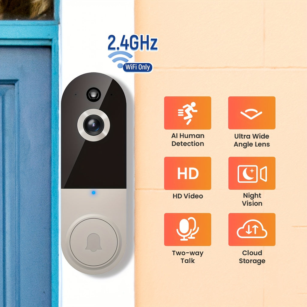 2K Wireless Video Doorbell Camera with AI Detection, Night Vision & 2-Way Audio - Ultra Shoppings