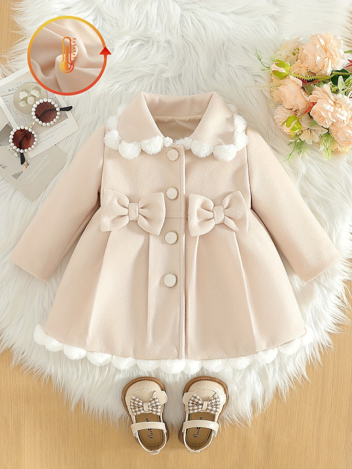 Girls’ Christmas Coat – Big Button, Z-Pleats 2025