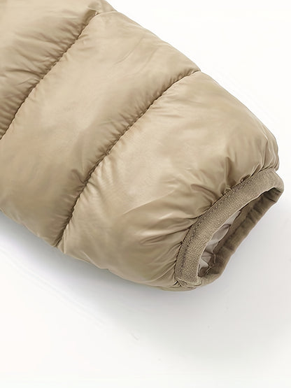 2025 New Lightweight Hooded Jacket – Black & Grey Color-Block, Polyester Lined Winter Coat