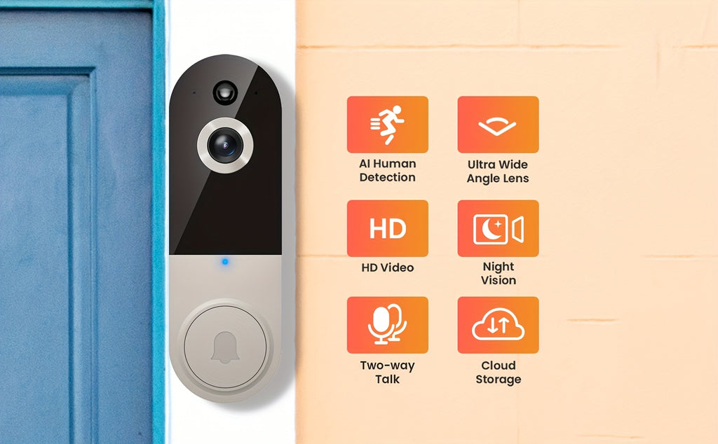 2K Wireless Video Doorbell Camera with AI Detection, Night Vision & 2-Way Audio - Ultra Shoppings