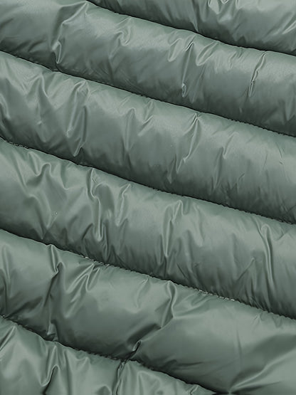 2025 New Lightweight Hooded Jacket – Black & Grey Color-Block, Polyester Lined Winter Coat