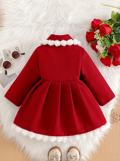 Girls’ Christmas Coat – Big Button, Z-Pleats 2025