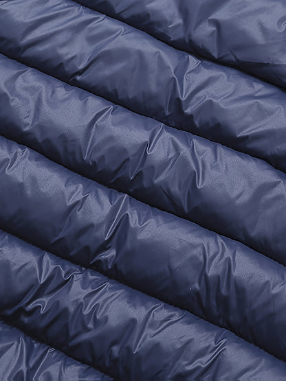 2025 New Lightweight Hooded Jacket – Black & Grey Color-Block, Polyester Lined Winter Coat