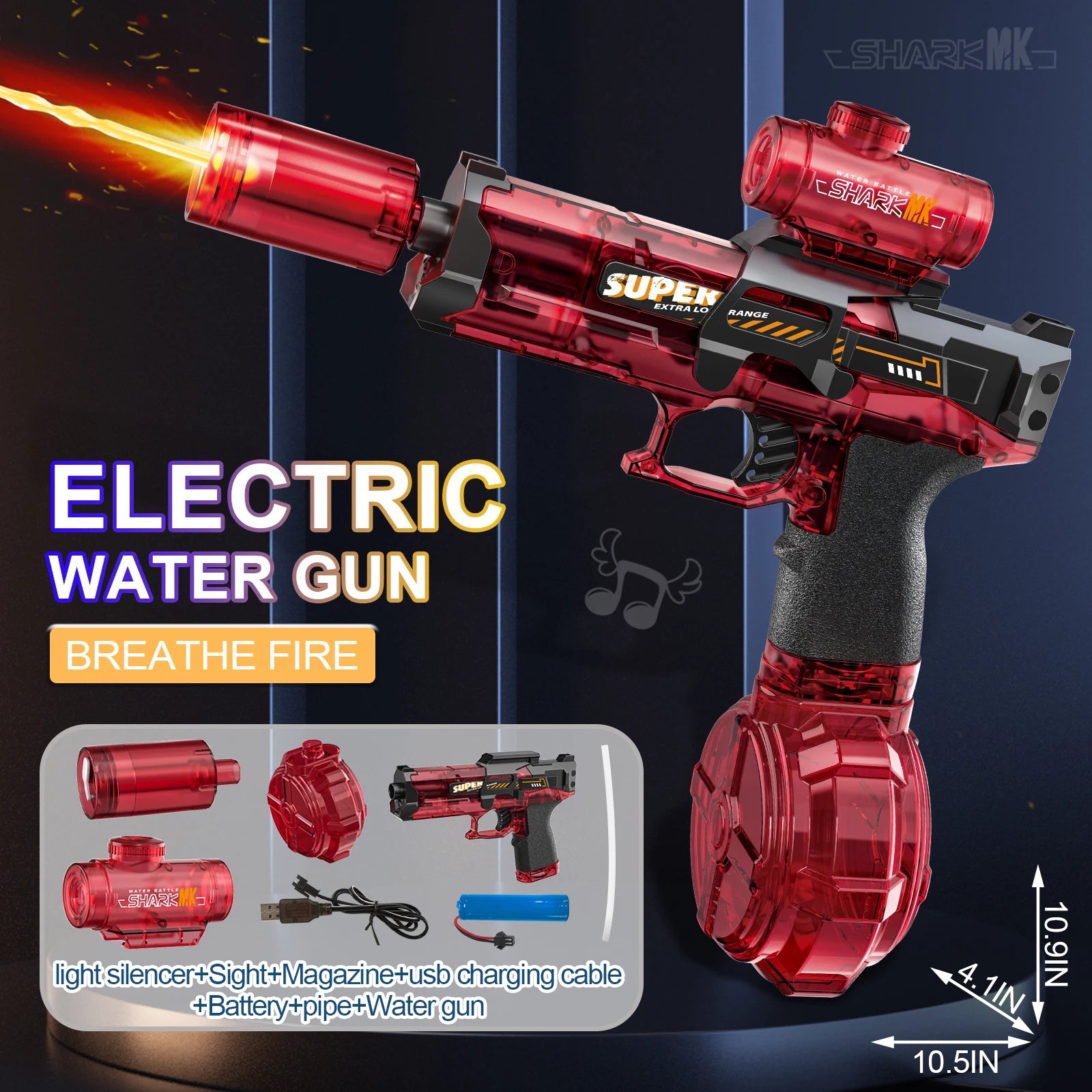 Ultra Shoppings Shadow-Strike M4 electric water cannon with LED fire simulation and large drum reservoir, summer 2026 edition.