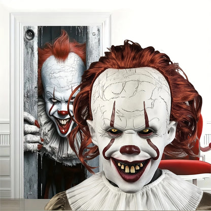 Adult Halloween Clown Mask – Pale Face & Red Hair Scary Look