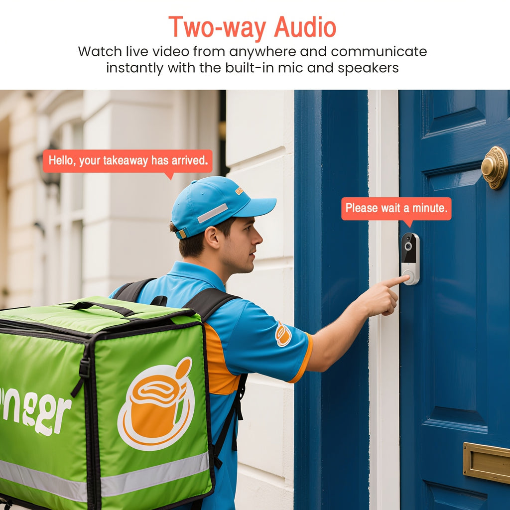 2K Wireless Video Doorbell Camera with AI Detection, Night Vision & 2-Way Audio - Ultra Shoppings