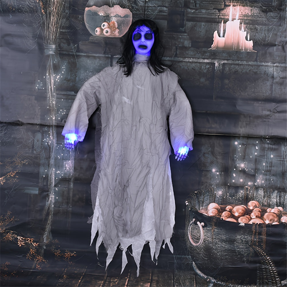 Outdoor Halloween Decor – Scary Hanging Lady with Glowing Eyes