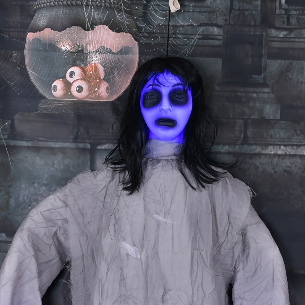 Outdoor Halloween Decor – Scary Hanging Lady with Glowing Eyes