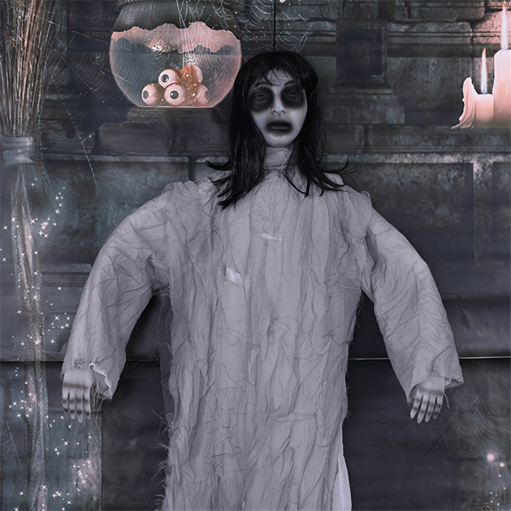 Outdoor Halloween Decor – Scary Hanging Lady with Glowing Eyes