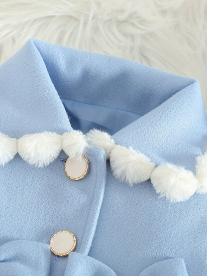 Girls’ Christmas Coat – Big Button, Z-Pleats 2025