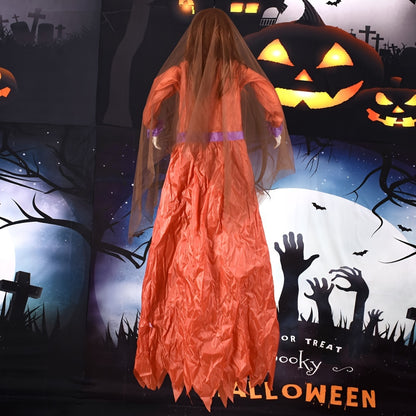 Outdoor Halloween Decor – Scary Hanging Lady with Glowing Eyes