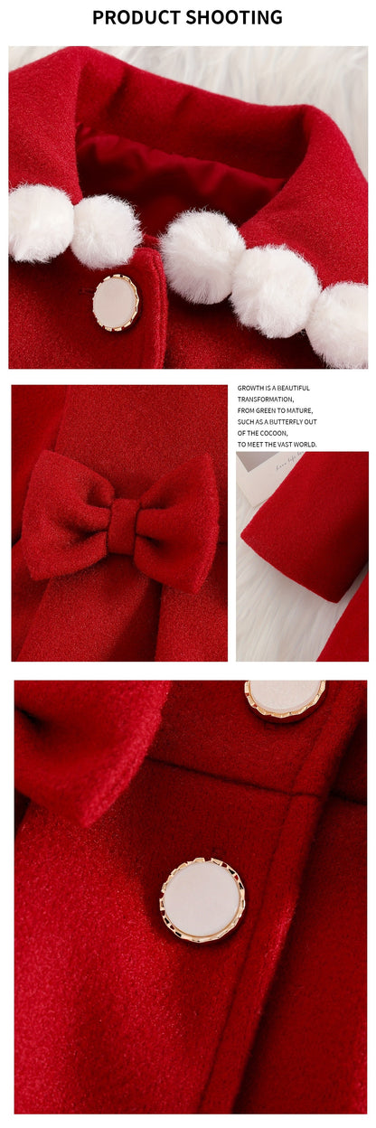 Girls’ Christmas Coat – Big Button, Z-Pleats 2025