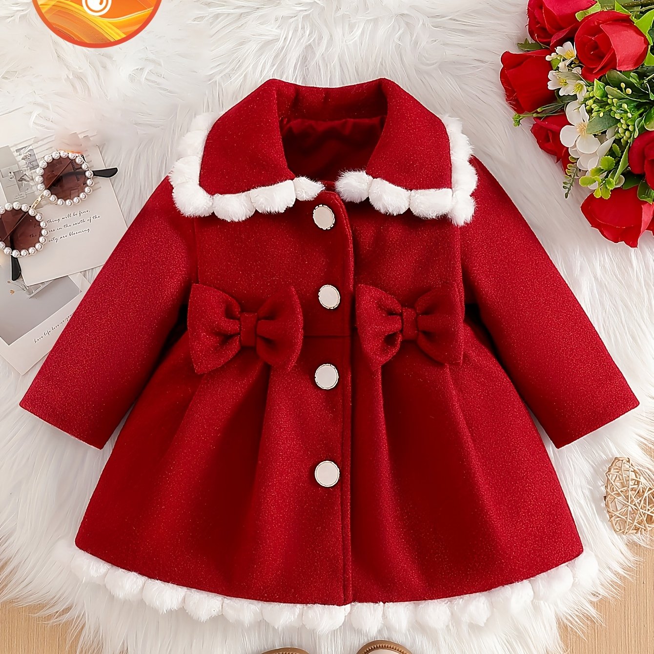 Girls’ Christmas Coat – Big Button, Z-Pleats 2025