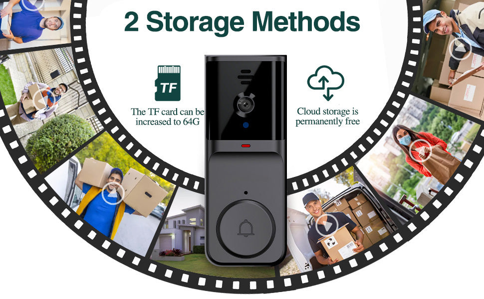 Smart Doorbell Wireless Security Camera with 2-Way Audio, Night Vision, HD Video & Remote Monitoring - Ultra Shoppings